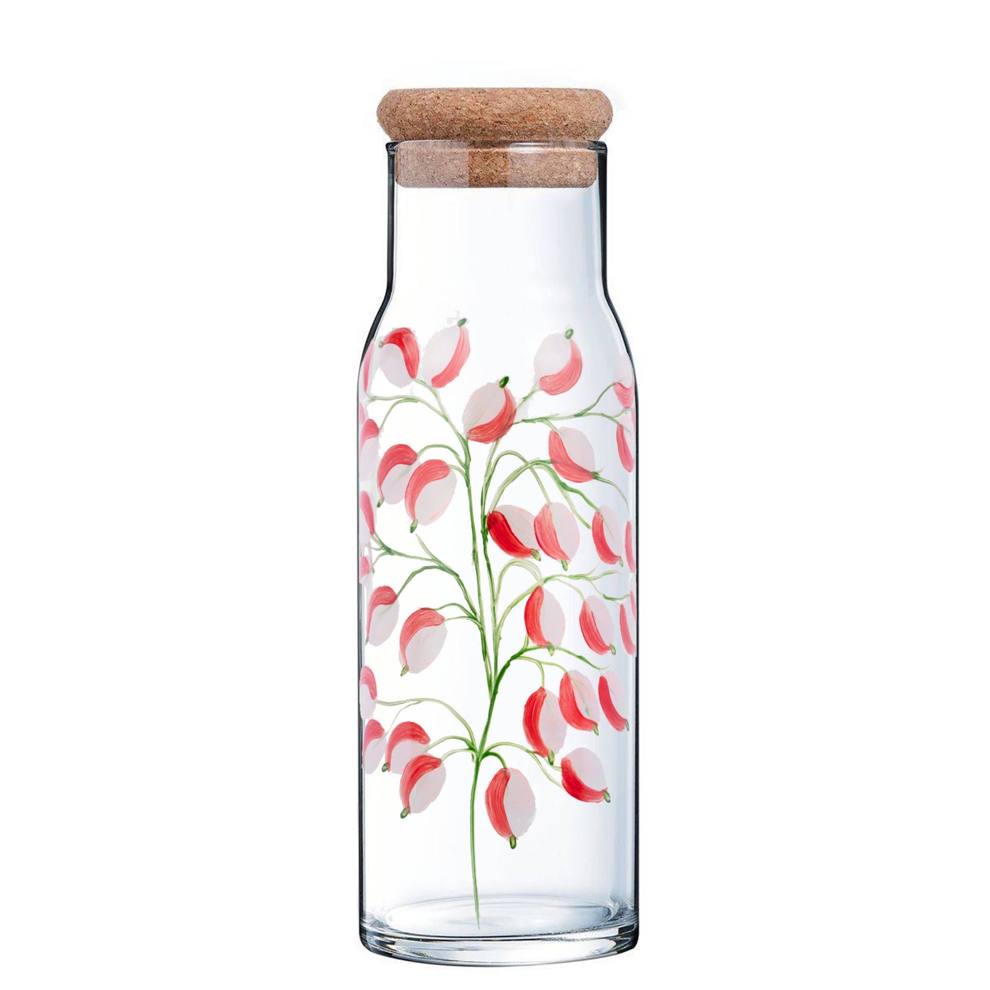 La Glycine - Carafe en verre 1L peinte à la main