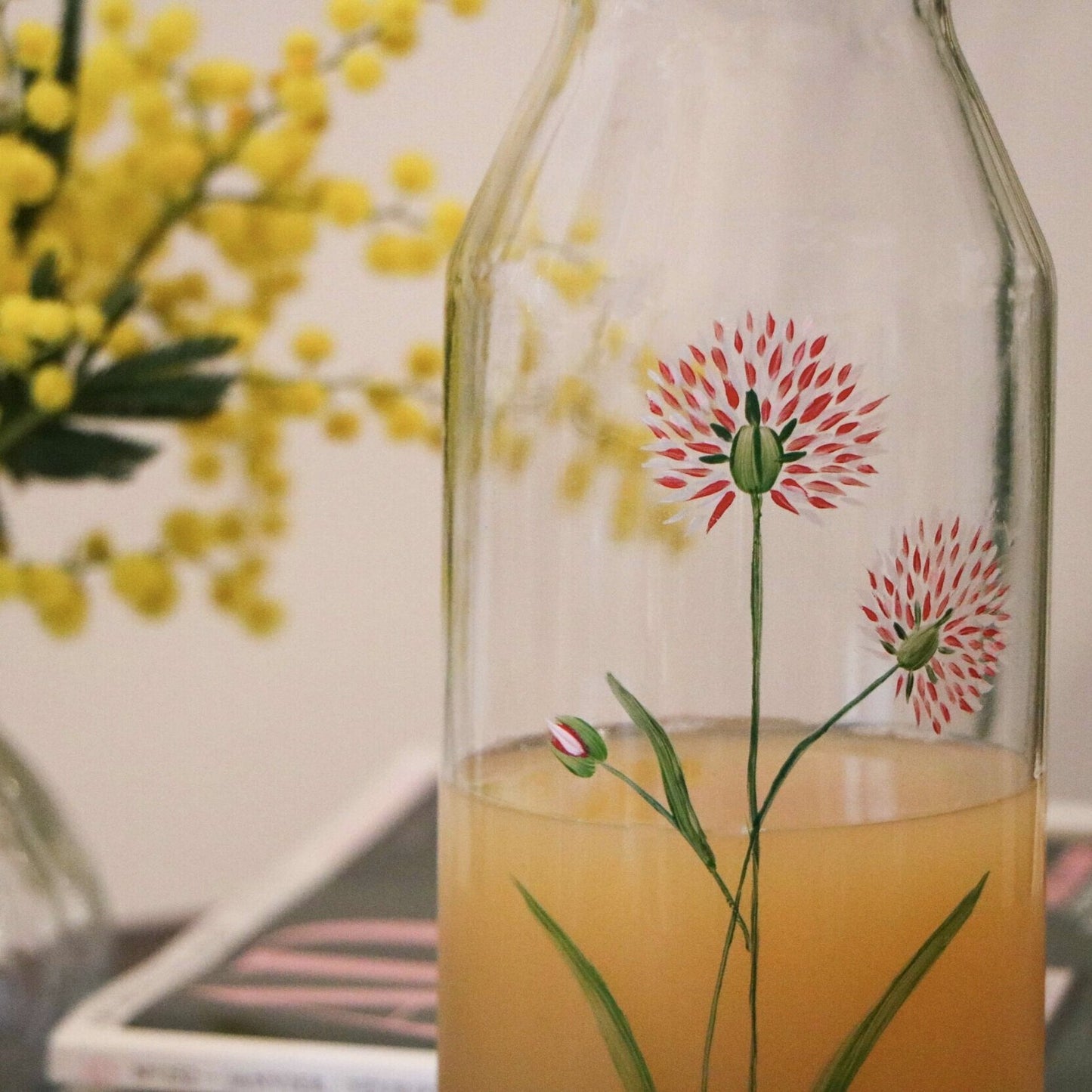 La Bleuet - Carafe en verre 1L peinte à la main