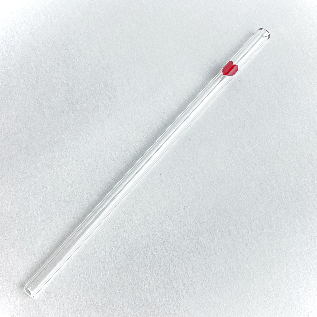 Paille en verre peinte main - Coeur